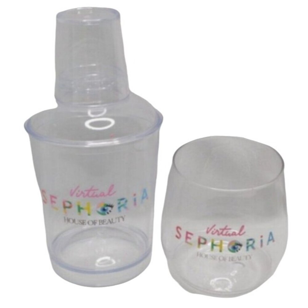 Sephora Sephoria House of Beauty Acrylic Cocktail Shaker and Wine Glass